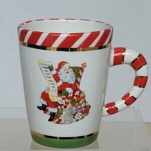 Christopher Radko Letters To Santa List Christmas Red Green Ironstone Mug 8 oz